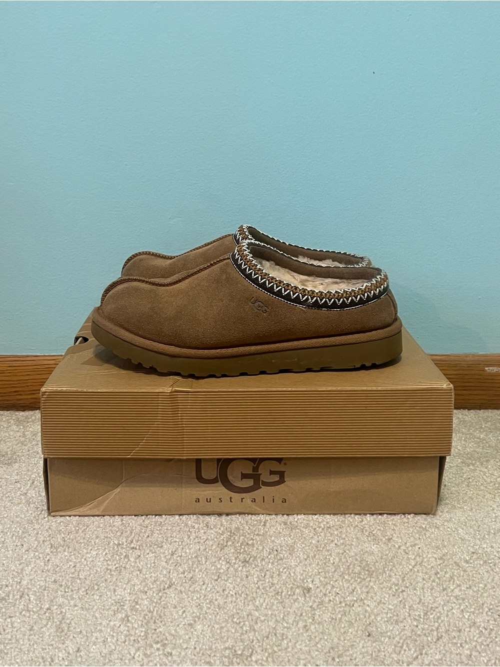 UGG Chestnut Brown Slip-On Shearling Mules - Picture 2 of 9